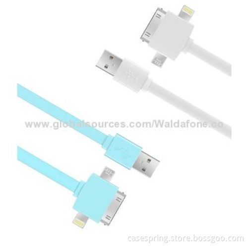 3-in-1 USB Charger Sync Cable for Apple 30-pin, Mini USB and Micro USB Port